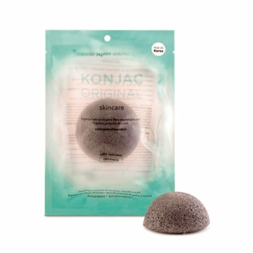 KONJAC ESPONJA FACIAL CON CENIZAS ACTIVAS DE BAMBÚ NATURAL