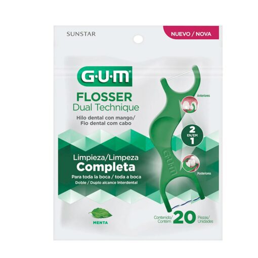 GUM FLOSSERS DUAL CON HILO DENTAL MENTAL 20 UNIDADES