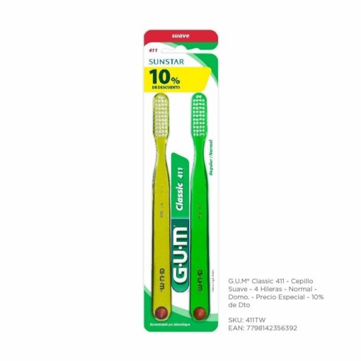 GUM 411 CEPILLO DE DIENTES CLASSIC TWIN PACK
