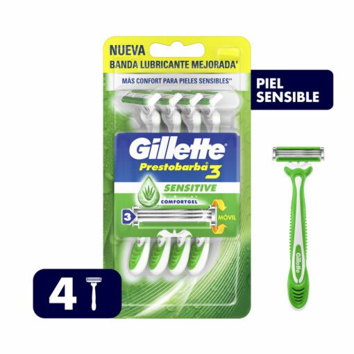 GILLETTE PRESTOBARBA 3 SENSECARE HOMBRE MAQ x 4