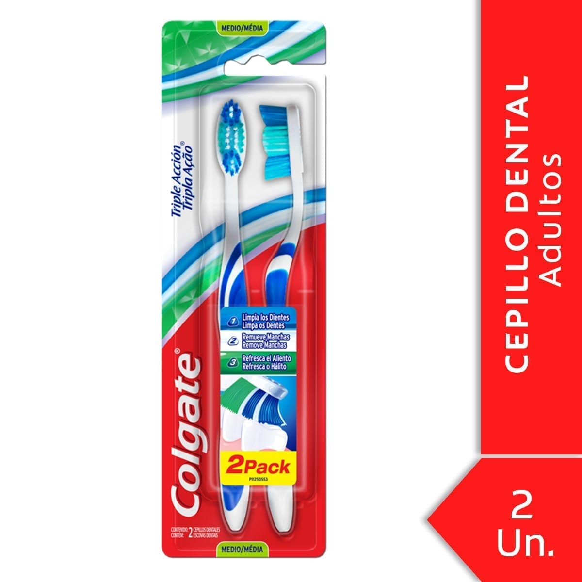 COLGATE CEPILLO DENTAL TRIPLE ACCIÓN 2 UNIDADES