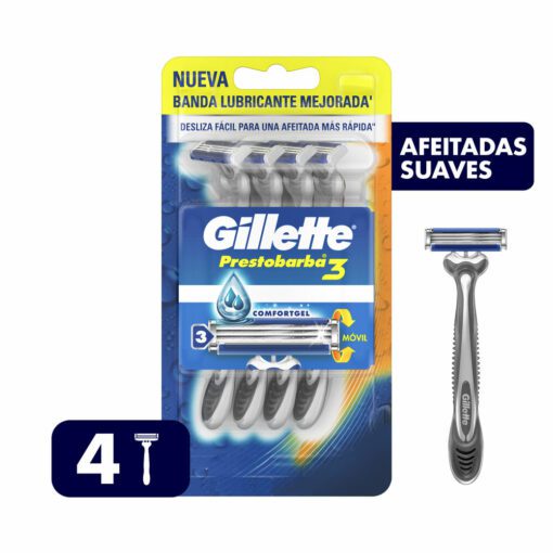 GILLETTE MÁQUINA AFEITAR 3 HOMBRE BLISTER X 4 UNIDADES