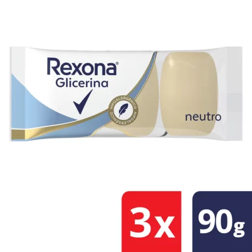 REXONA JABÓN DE TOCADOR GLICERINA NEUTRO x90 gr ENVASE x3