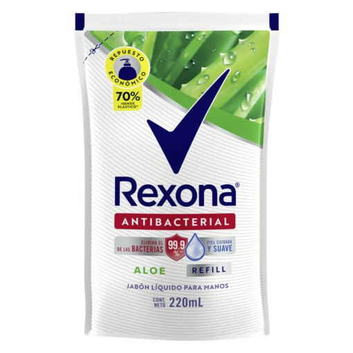 REXONA JABÓN LÍQUIDO ANTIBACTERIAL ALOE REPUESTO X 220ML