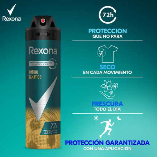 REXONA MEN DESODORANTE ANTITRANSPIRANTE FÚTBOL AEROSOL X 150 ML