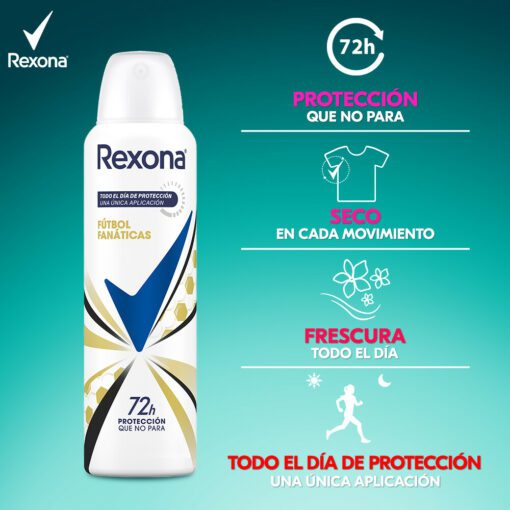 REXONA DESODORANTE ANTITRANSPIRANTE FÚTBOL FANÁTICAS AEROSOL X 150ML
