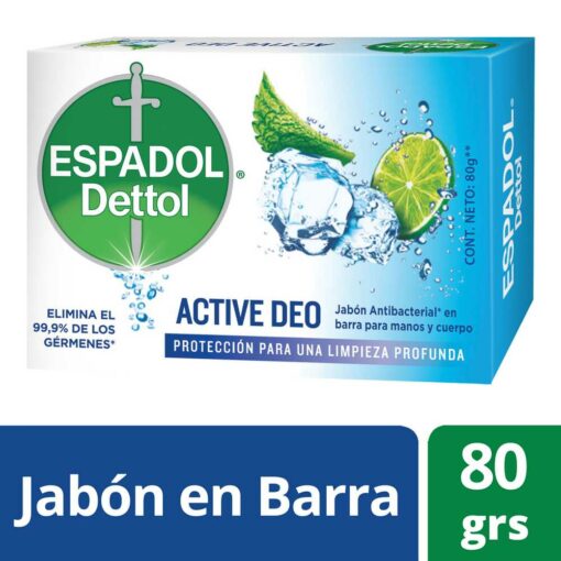 ESPADOL JABÓN DETTOL ACTIVE DEO X 80 GR