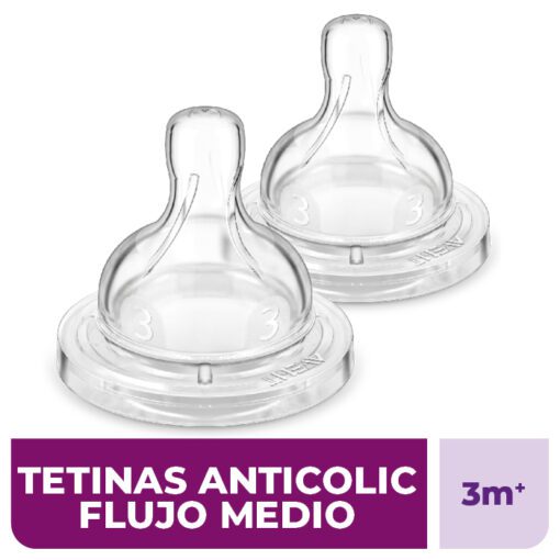 AVENT TETINA FLUJO MEDIO ANTICÓLICOS +3M x2 un