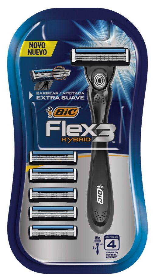 BIC MÁQUINA DE AFEITAR FLEX3 HYBRID REPUESTOS X 5