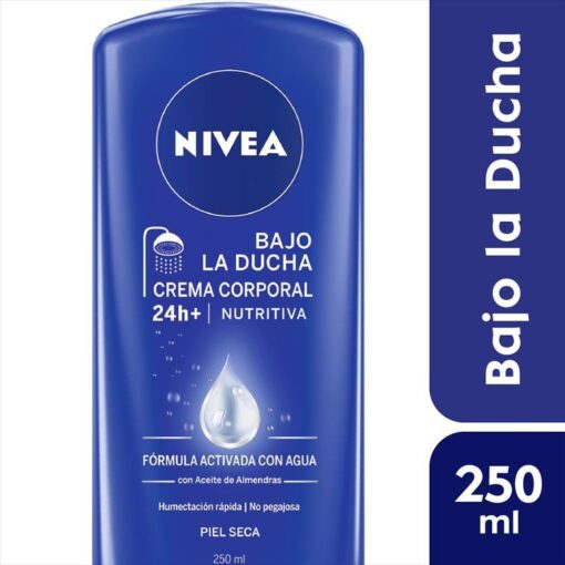 NIVEA BAJO LA DUCHA CREMA CORPORAL NUTRITIVA PARA PIEL SECA X 250ML