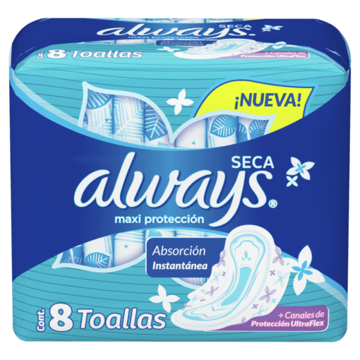 ALWAYS TOALLITAS  MAXI PROTECCIÓN SECA X 8 UNIDADES