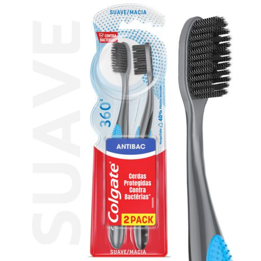 COLGATE CEPILLO DENTAL 360º ANTIBACTERIAL SUAVE x2 un.