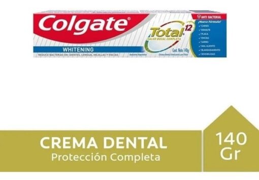 COLGATE CREMA DENTAL TOTAL 12 WHITENING TUBO RECICLABLE X 140 GRS