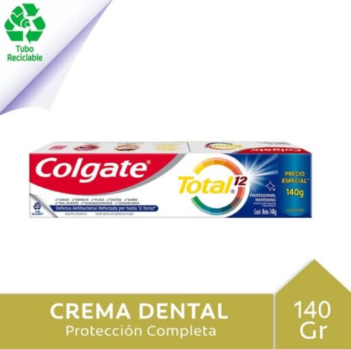COLGATE CREMA DENTAL TOTAL 12 PROFESSIONAL WHITENING TUBO RECICLABLE X 140 GRS