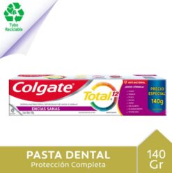 COLGATE CREMA DENTAL TOTAL 12 ENCIAS REFORZADAS TUBO RECICLABLE X 140 GRS