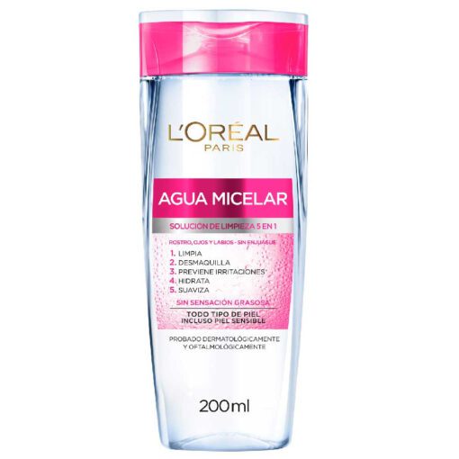 L'ORÉAL AGUA MICELAR SOLUCIÓN DE LIMPIEZA 5 EN 1 X 200ML