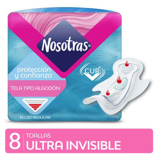 TOALLITAS FEMENINAS NOSOTRAS ULTRA INVIVISIBLE X 8 UNIDADES