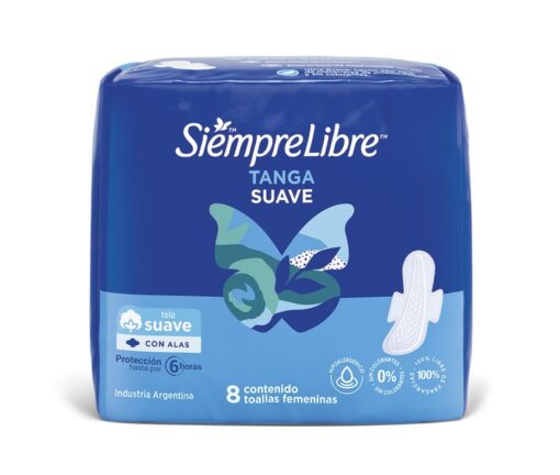 SIEMPRE LIBRE TOALLITAS FEMENINAS TANGA SUAVE TERMOCONTROL® CON ALAS X 8 UNIDADES