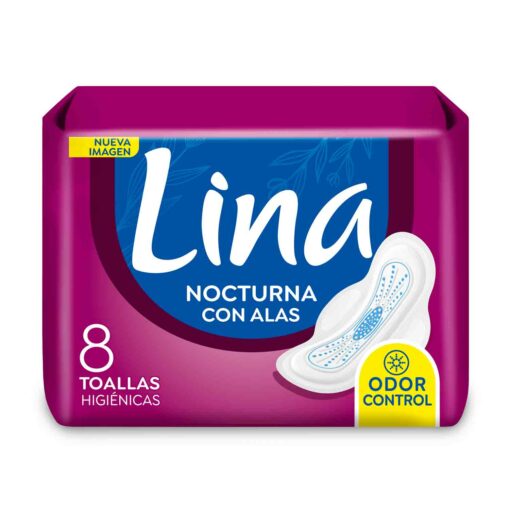 LINA TOALLITAS NOCTURNAS CON ALAS X 8 UNIDADES