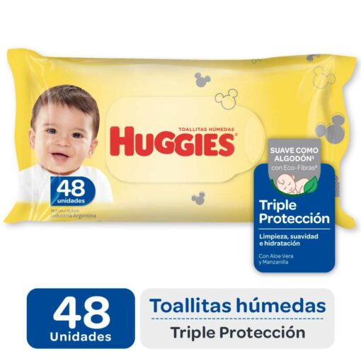HUGGIES TOALLITAS HÚMEDAS TRIPLE PROTECCION X 48 UNIDADES