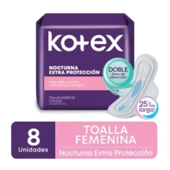 KOTEX TOALLITAS NOCTURNA CON ALAS X 8 UNIDADES