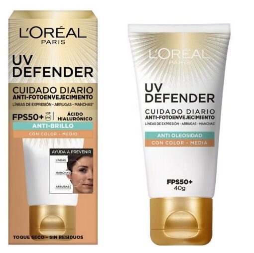 L'OREAL UV DEFENDER FPS50 ANTIBRILLO COLOR MEDIUM X 50 ML