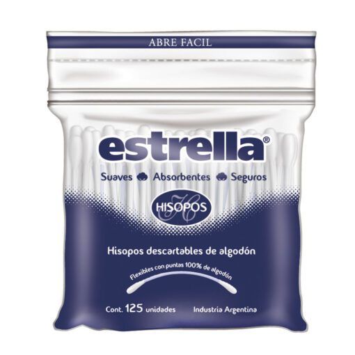 HISOPOS ESTRELLA BOLSA ZIPPER X 125 UNIDADES