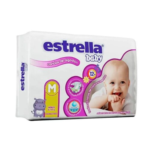ESTRELLA BABY PAÑAL CARICIA DE ALGODÓN M x9 un.
