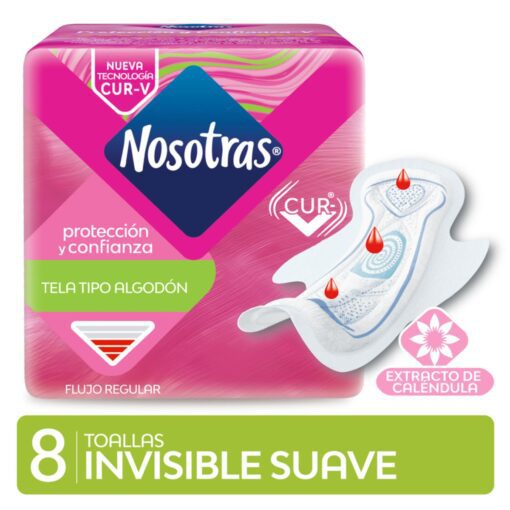 TOALLITAS FEMENINAS NOSOTRAS NATURAL INVISIBLE X 8 UNIDADES