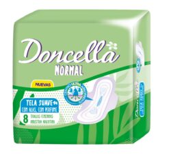 DONCELLA TOALLITAS FEMENINAS POCKET CON ALAS CON DESODORANTE X 8 UNIDADES