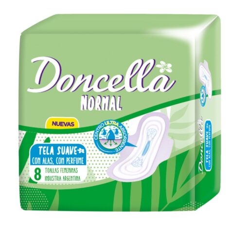 DONCELLA TOALLITAS FEMENINAS POCKET CON ALAS CON DESODORANTE X 8 UNIDADES