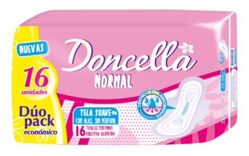 DONCELLA TOALLA FEMENINA CON ALAS X 16 UNIDADES