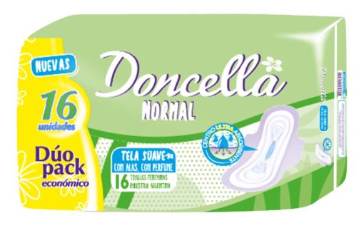 DONCELLA TOALLAS FEMENINAS DELGADAS CON DESODORANTE X 16 UNIDADES