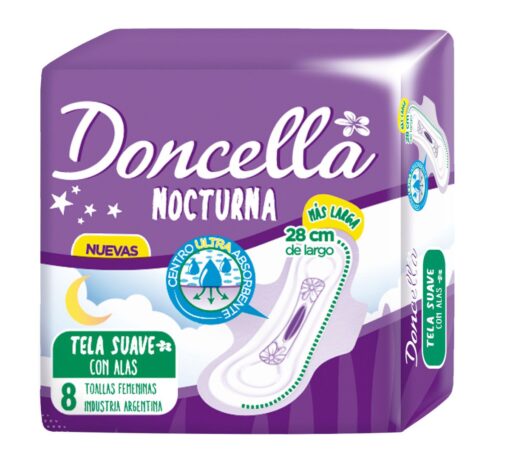 DONCELLA TOALLITA NOCTURNA CON ALAS SIN PERFUME X 8 UNIDADES